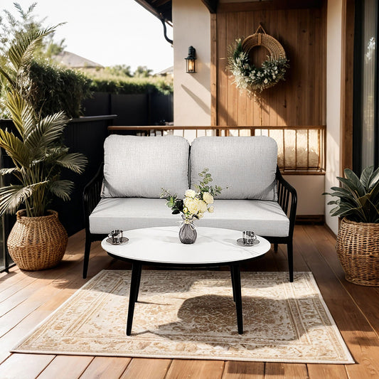 Outdoor Patio Modern Set With Removable Sunbrella Cushions And Table
