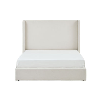 Carmen - King Size Upholstered Wingback Bed - Ivory