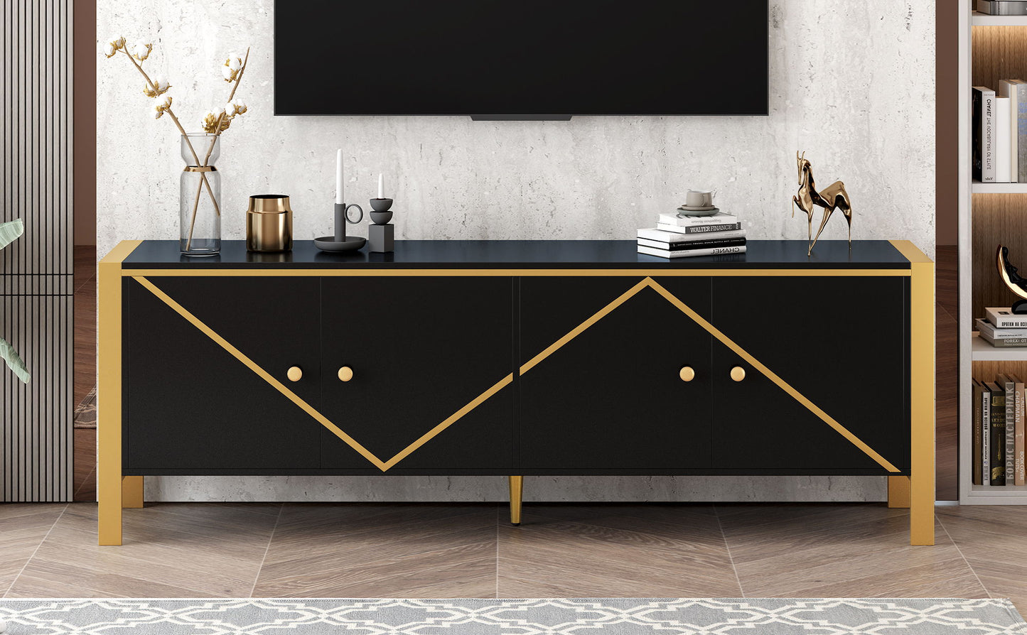 Modern Minimalist TV Stand With 2 Spacious Cabinets