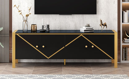 Modern Minimalist TV Stand With 2 Spacious Cabinets