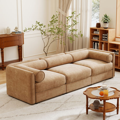 Stylish Sofa With Storage Seat And Cylindrical Backrest
