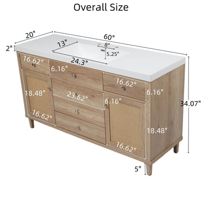 Bathroom Vanity With Sink, 5 Legs, Soft Close Drawers
