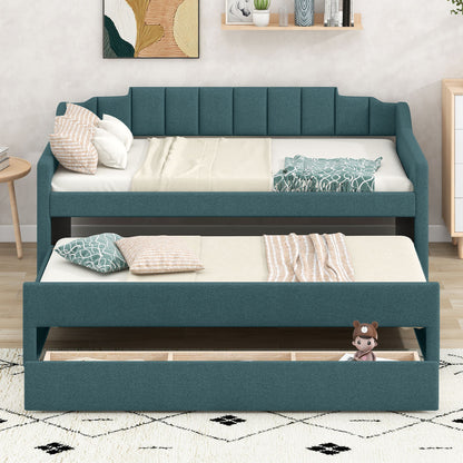Upholstered Simple Design Daybed With Trundle And 3 Drawers