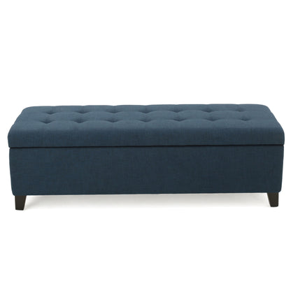 Upholstered Storage Ottoman Bench, Foot Rest For Bedroom