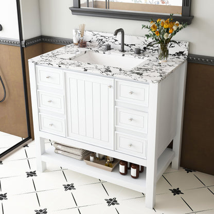 Bathroom Vanity Set With 3 Drawers And Storage Cabinet - White