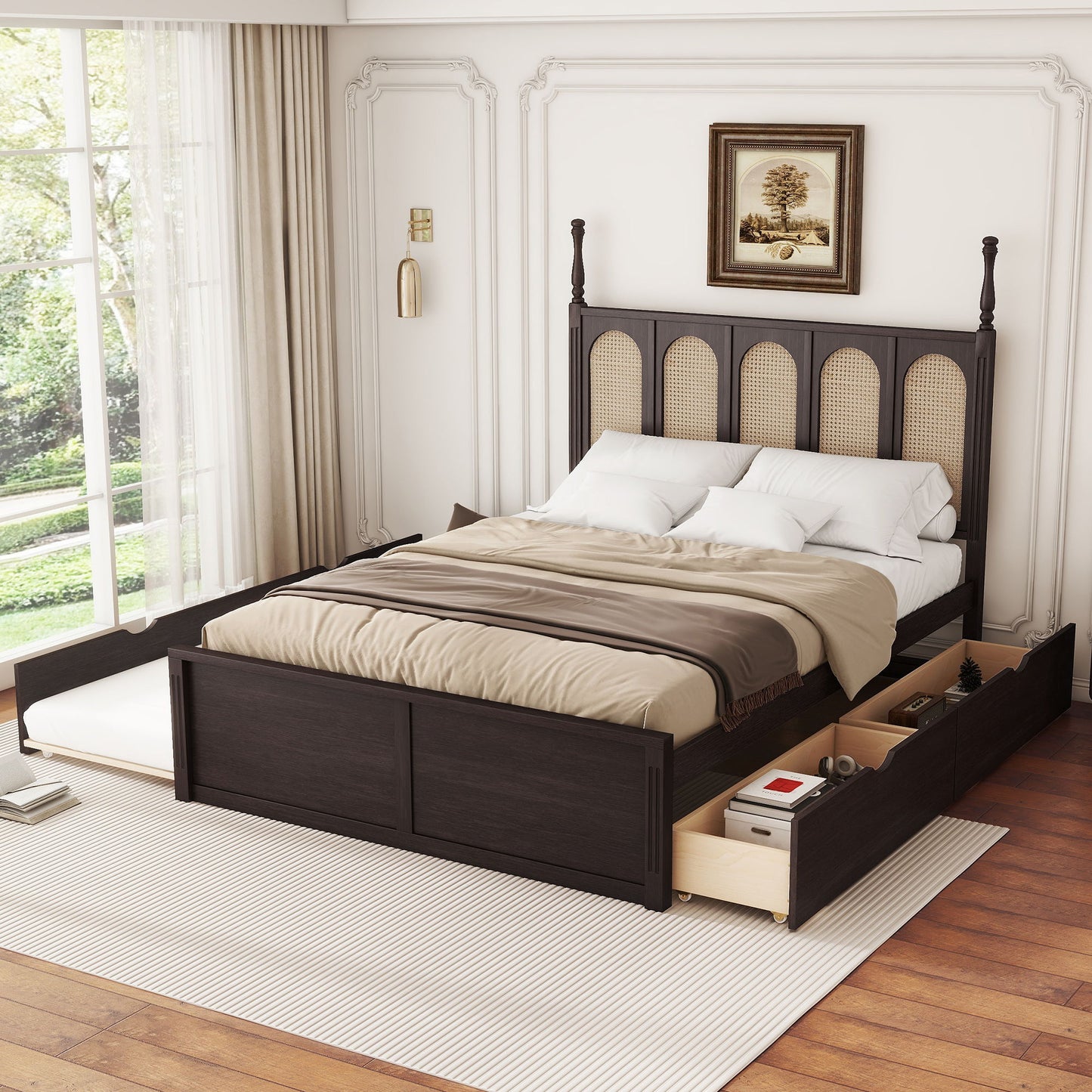 Platform Bed With With 2 Big Drawers With Trundle