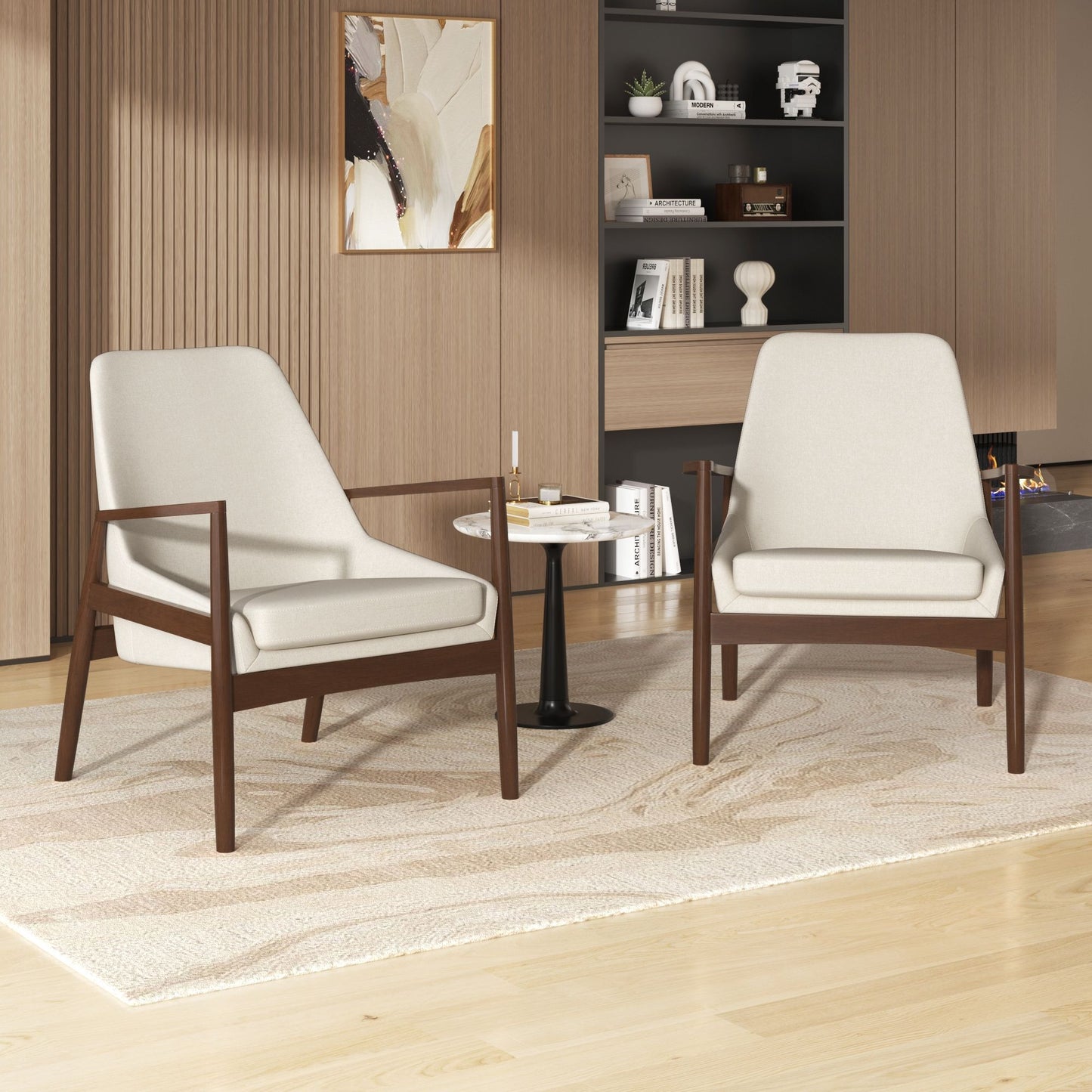 Mid-Century Modern Accent Armchair With High Back