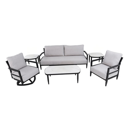 Outdoor Conversation Set With Chairs, Bench Sofa, Tables, Sunbrella Cushions