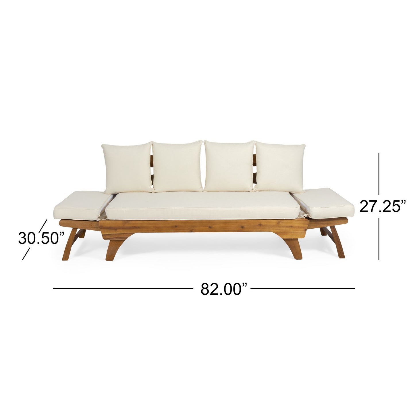 Outdoor Acacia Wood Expandable Daybed With Cushions