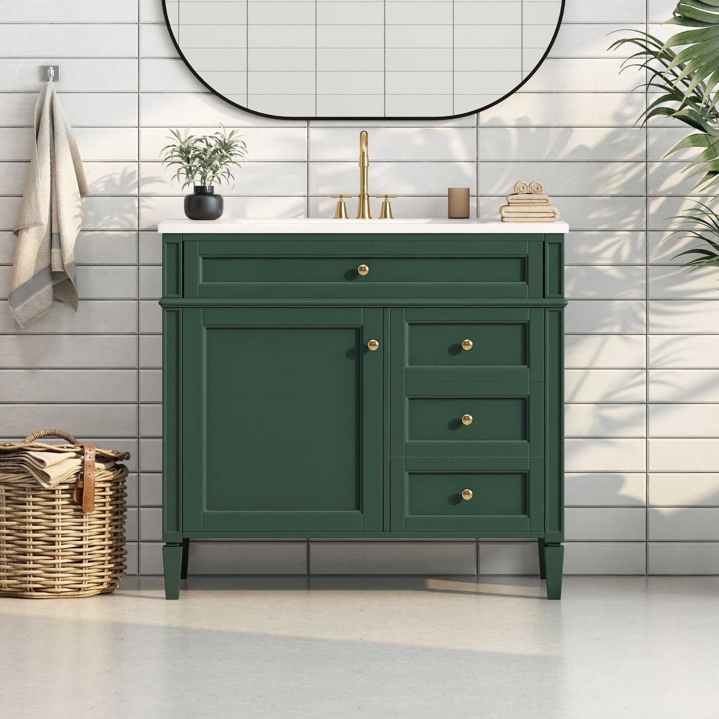 Bathroom Vanity Without Top Sink, Modern Bathroom Storage Cabinet With 2 Drawers And A Tip-Out Drawer