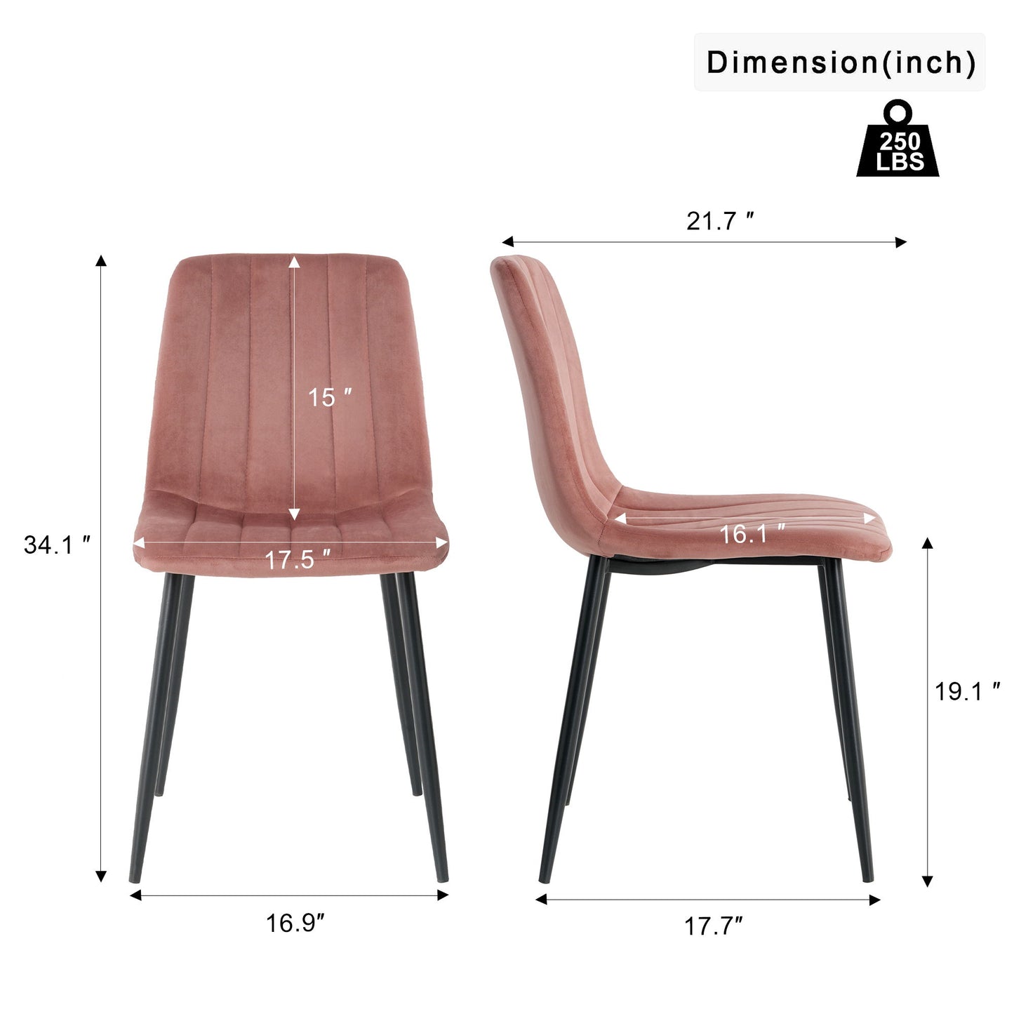 Dining Chair, Modern Kitchen Dining Chair With Cushion Back, Upholstered Side Chair With Coated Metal Legs, Family Kitchen Dining Room And Living Room (Set of 4)