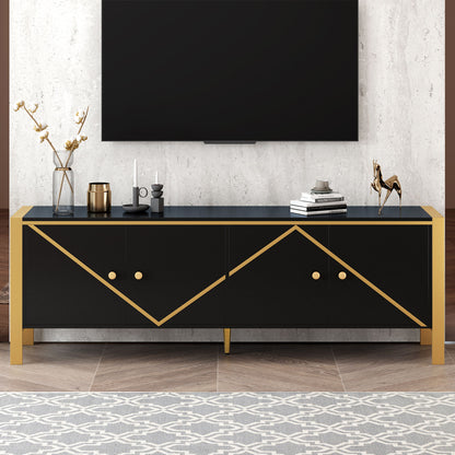 Modern Minimalist TV Stand With 2 Spacious Cabinets