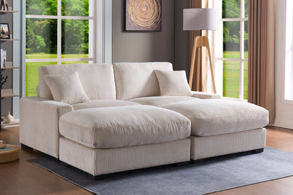 4 Seater Oversized Sectional Sofa With 2 Ottoman And 2 Pillows