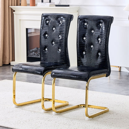 Elegant Design Alligator Skin Upholstered Dining Chairs