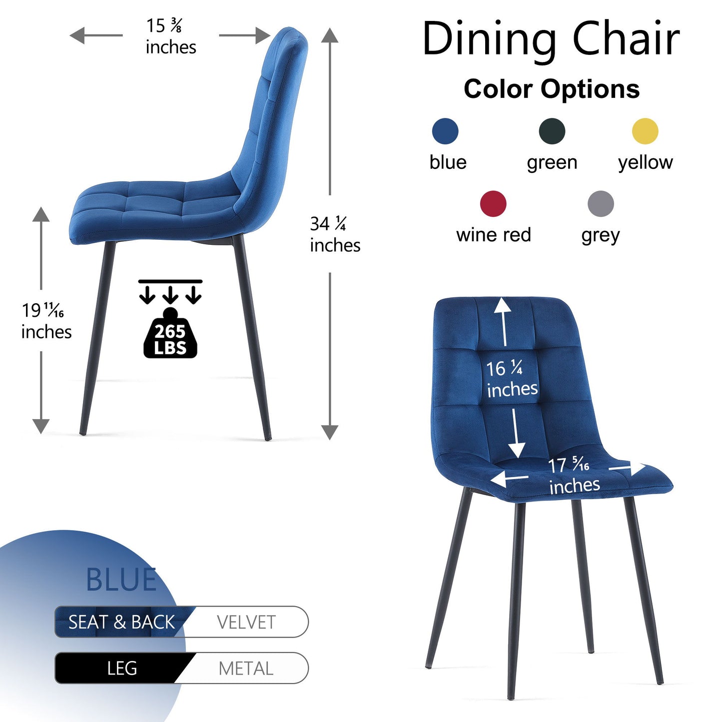 Mid-Century Modern Dining Chairs Set For Kitchen, Living Room