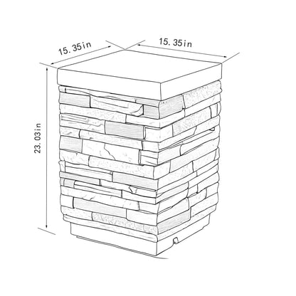 Outdoor Propane Tank Holder Fire Pit Cover Side Table Lightweight Concrete - Sandstone