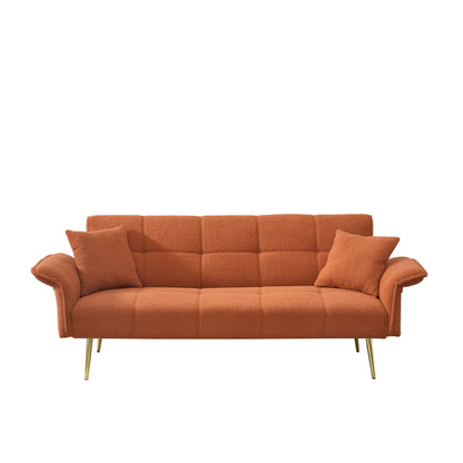 Convertible Double Futon Sofa Bed With Folding Armrests For Living Rooms