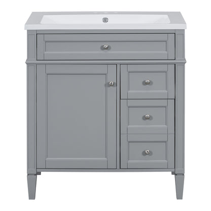 Bathroom Vanity With Top Sink, Storage Cabinet, 2 Drawers, Tip Out Drawer