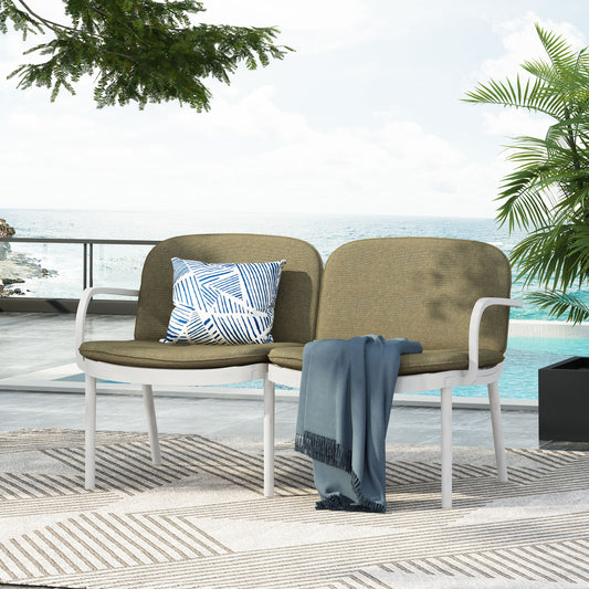 Luna - Outdoor Patio Loveseat - White / Green