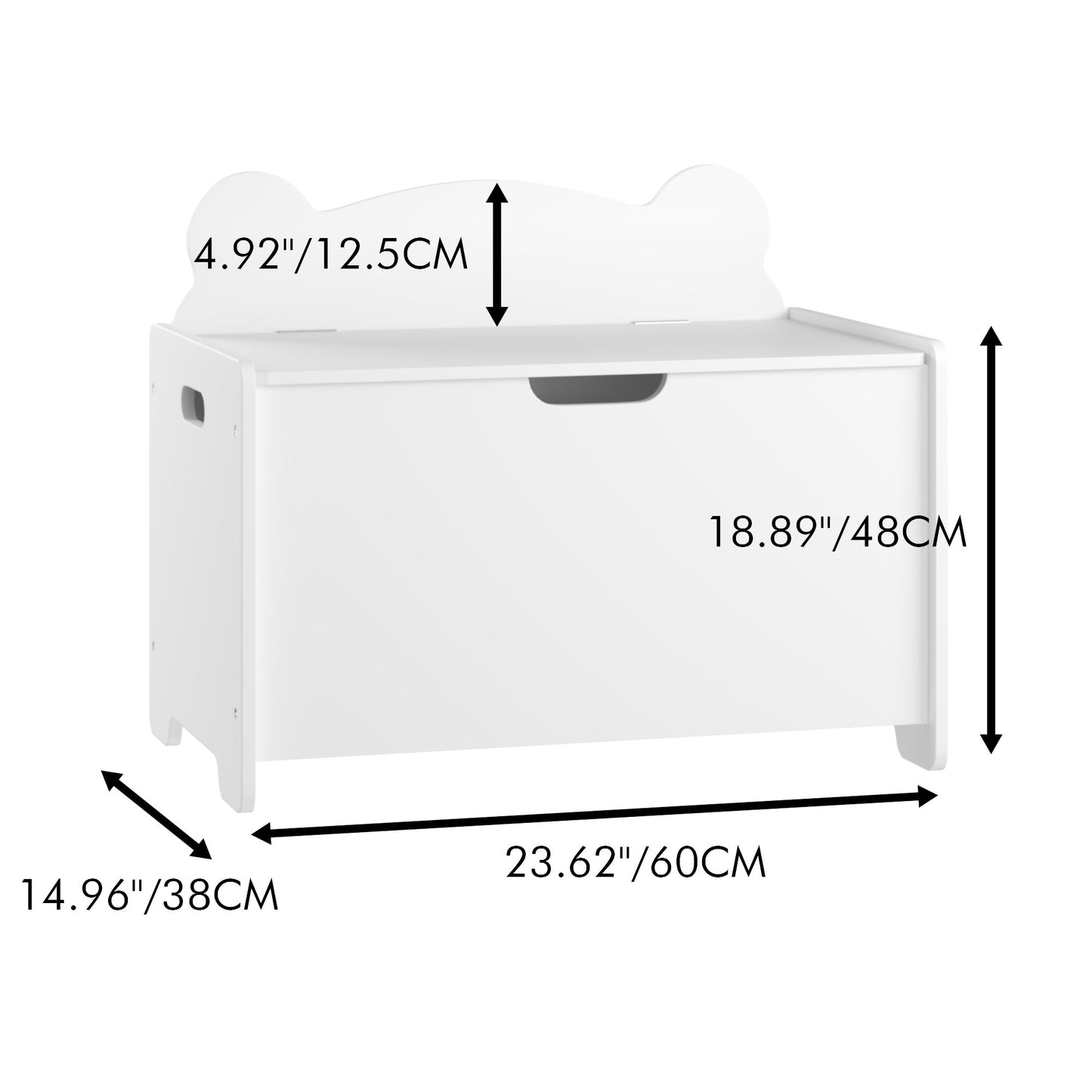 Toy Box With Bear Headboard, Organizer Storage Chest - White