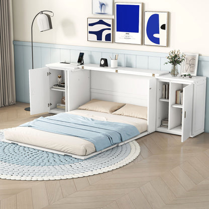 Murphy Bed With Shelves, Cabinets And USB Ports
