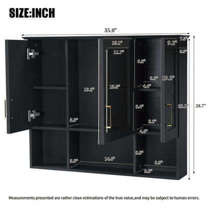 Modern Wall Mounted Medicine Cabinet With Adjustable Shelves, Soft Close Doors, High Define Mirror