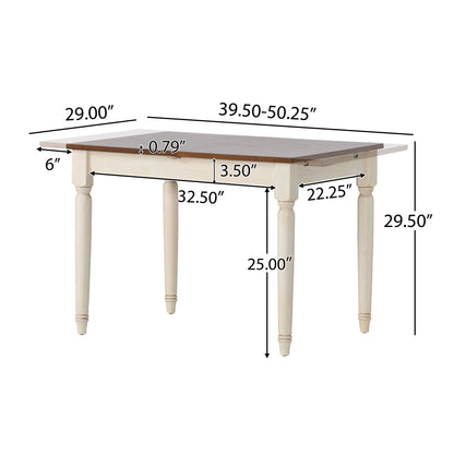 Rectangle Dining Table With Cream Legs - Dark Oak