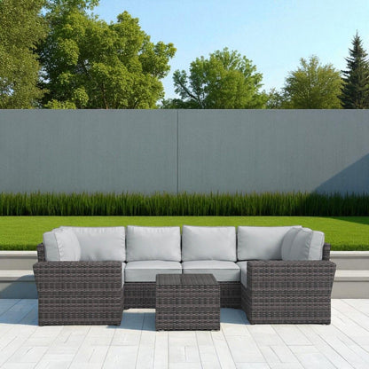 4 Person Outdoor Wicker Sofa Set With Cushions Versatile Seating - Brown