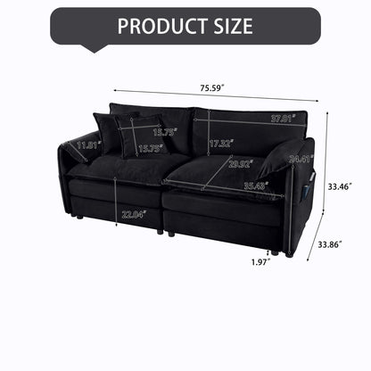 Modern Oversized Chenille Loveseat Sofa With Deep Seat And Diy Combination