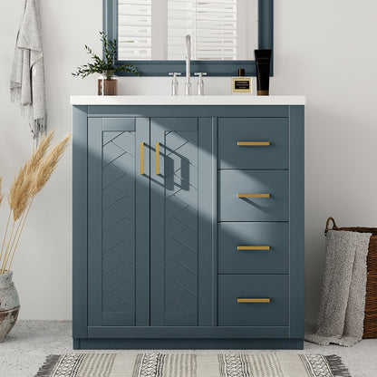 Bathroom Vanity With Sink, Storage Cabinet, Freestanding Set With 3 Drawers & Soft Closing Doors