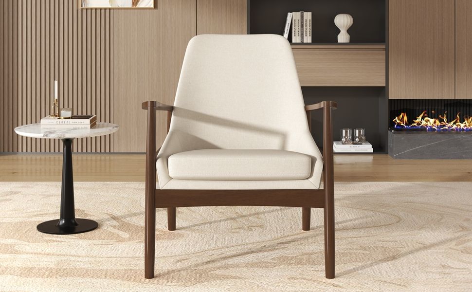 Mid-Century Modern Accent Armchair With High Back