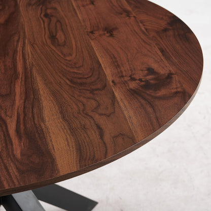 Table Mid-Century Dining Table For 4 - 6 People With Round Table Top, Pedestal Dining Table, End Table Leisure Coffee Table, Cross Leg