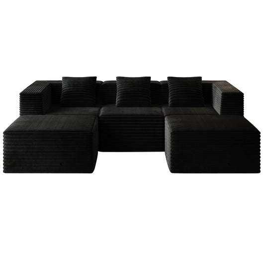 Compression Sofa With 2 Ottomans