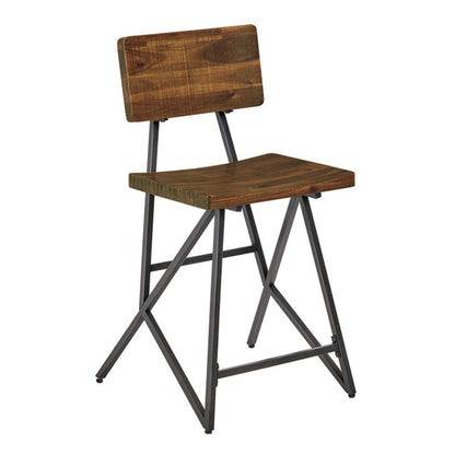 Trestle Counter Stool With Reclaimed - Reclaimed Brown / Gun Metal