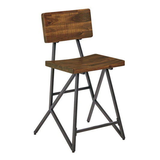Trestle Counter Stool With Reclaimed - Reclaimed Brown / Gun Metal