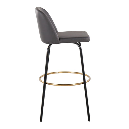 Toriano - Contemporary Fixed Height, Barstool With Swivel & Round Footrest (Set of 2)