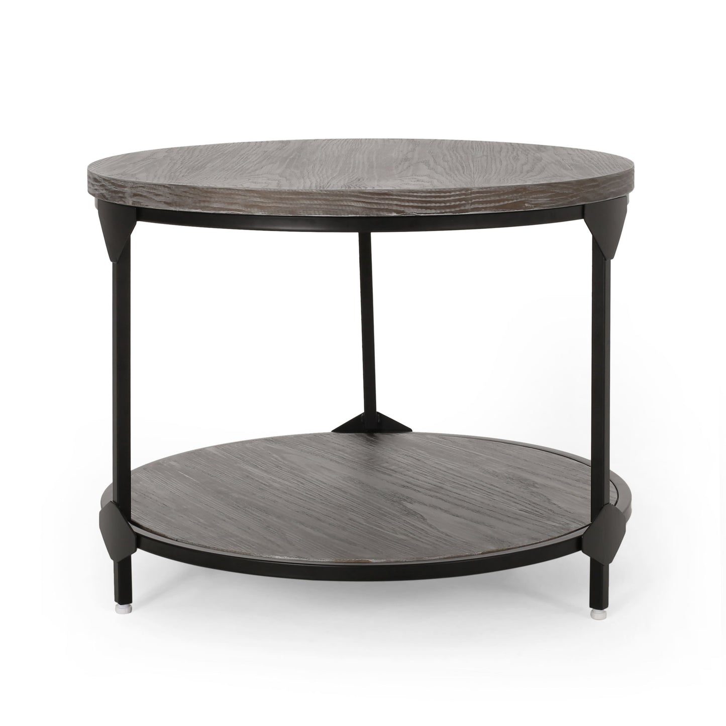 Coffee Table With Wood Patterned Tabletop And Iron Frame - Gray