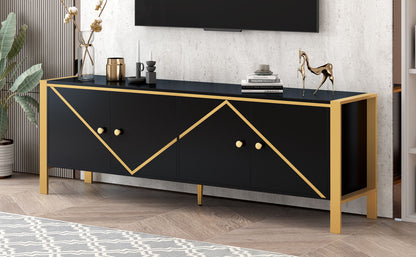 Modern Minimalist TV Stand With 2 Spacious Cabinets