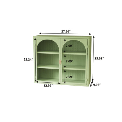 2 Door Wall Cabinet With 3 Tier Storage - Green