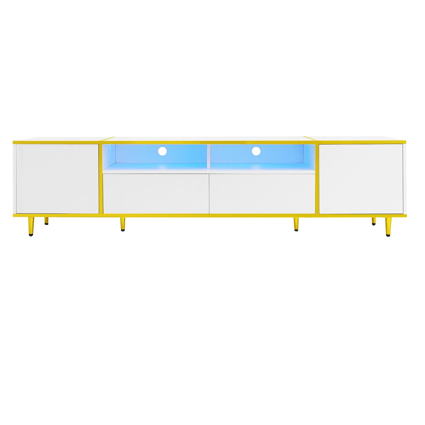 TV Stand For TVs Up To 80", Entertainment Center With 2 Shelves And LED Lights