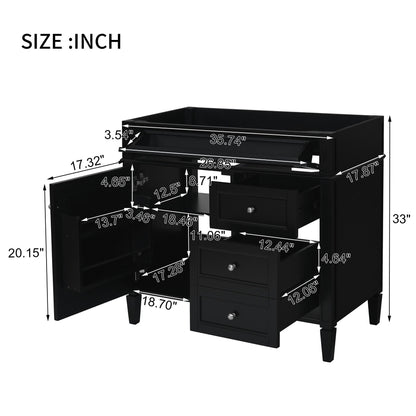 Bathroom Vanity Without Top Sink, Modern Bathroom Storage Cabinet With 2 Drawers And A Tip-Out Drawer