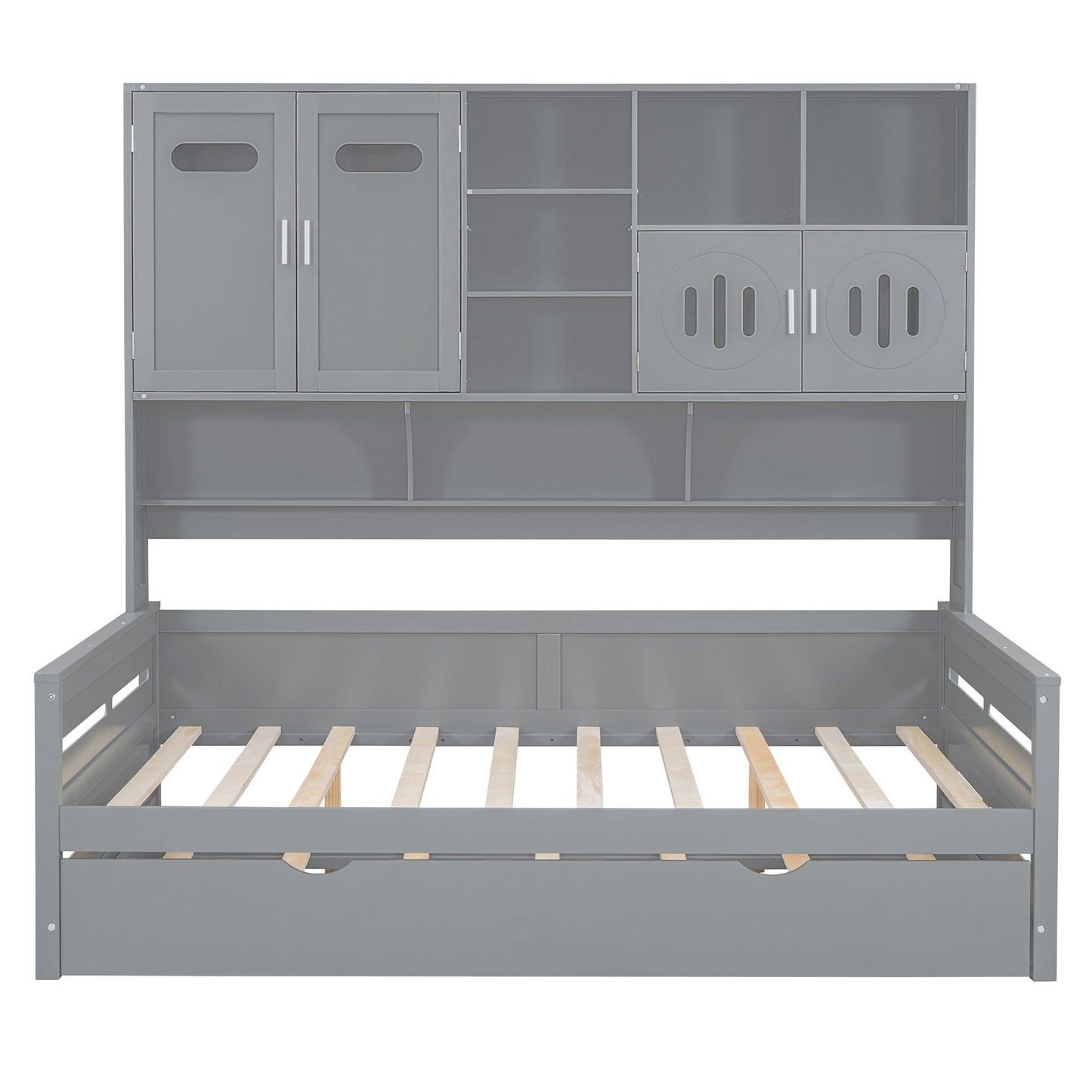 Daybed With All-In-One Cabinet And Shelf