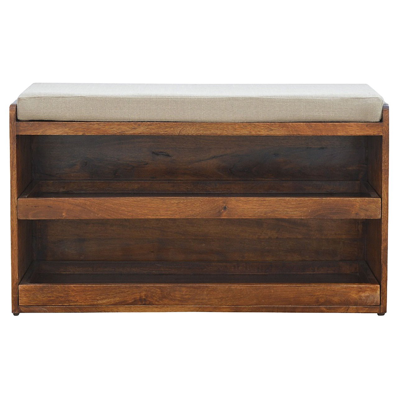 Pull Out Shoe Bench - Chestnut / Mud Linen