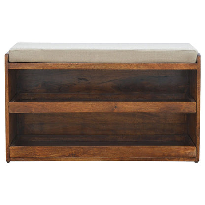 Pull Out Shoe Bench - Chestnut / Mud Linen
