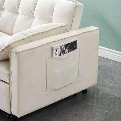 Modern Sofa, Sofa Pull-Out Bed, Small Love Seat Casual Sofa With Back, With Pillow, Pockets, Living Room Furniture, 3 In 1 Convertible Sleep Sofa Bed