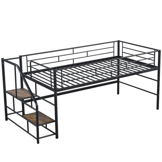 Loft Bed With Storage Stairs And Metal Frame