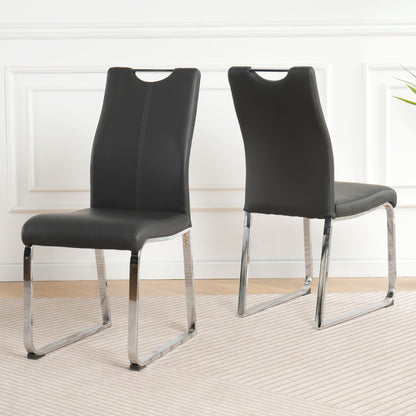 Modern Upholstered Dining Chair Electroplated Metal Legs (Set of 2)