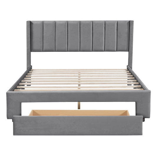 Storage Elegant Upholstered Platform Bed With Drawer