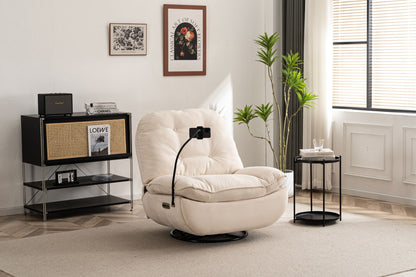 Power Recliner Swivel Glider USB Charger With Bluetooth Music Player Different Function Sleep Working Game And Leisure Model - Cream