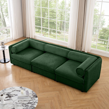Stylish Sofa With Storage Seat And Cylindrical Backrest